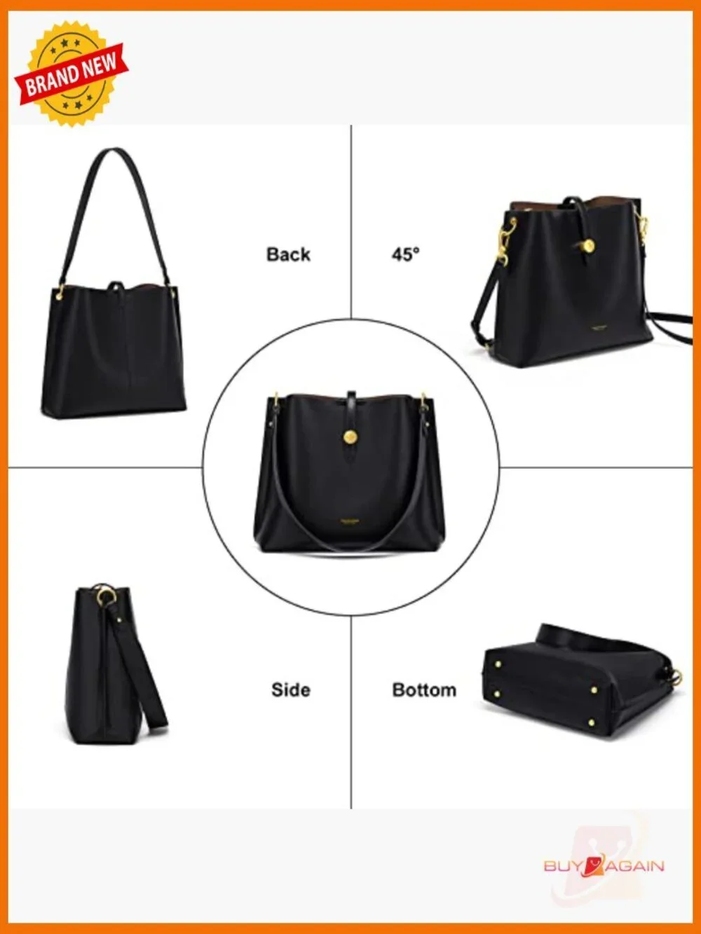 Genuine Leather Hobo Tote Bag Large Capacity Shoulder Satchel